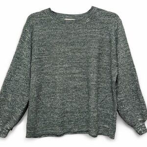 Zenana Outfitters Green and White Marled Knit Sweater